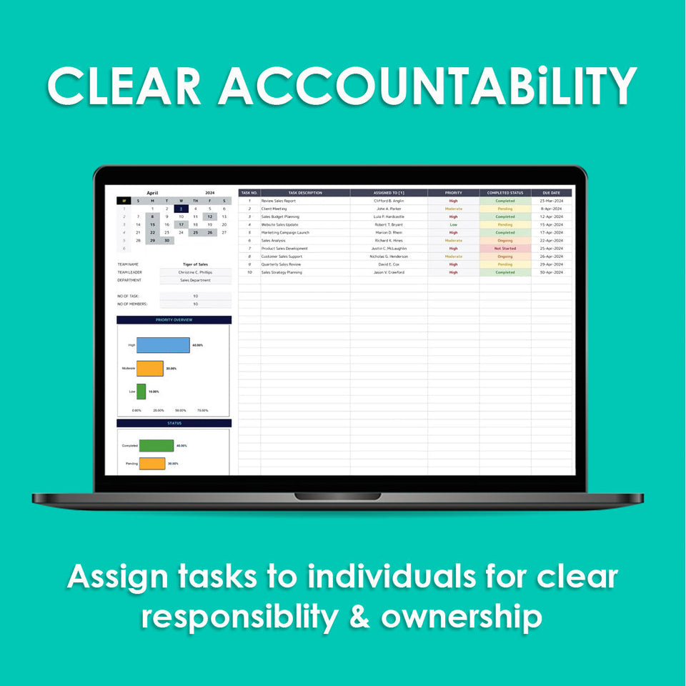 Team Task Assignment & Progress Tracker (Excel & Google Sheets)
