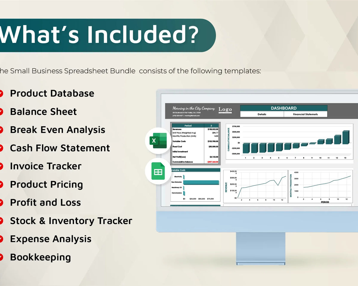 20 Small Business Excel Templates Bundle