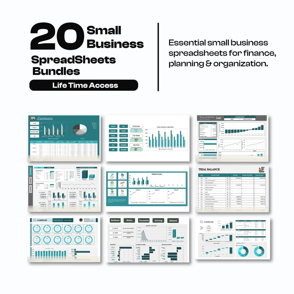 20 Small Business Excel Templates Bundle