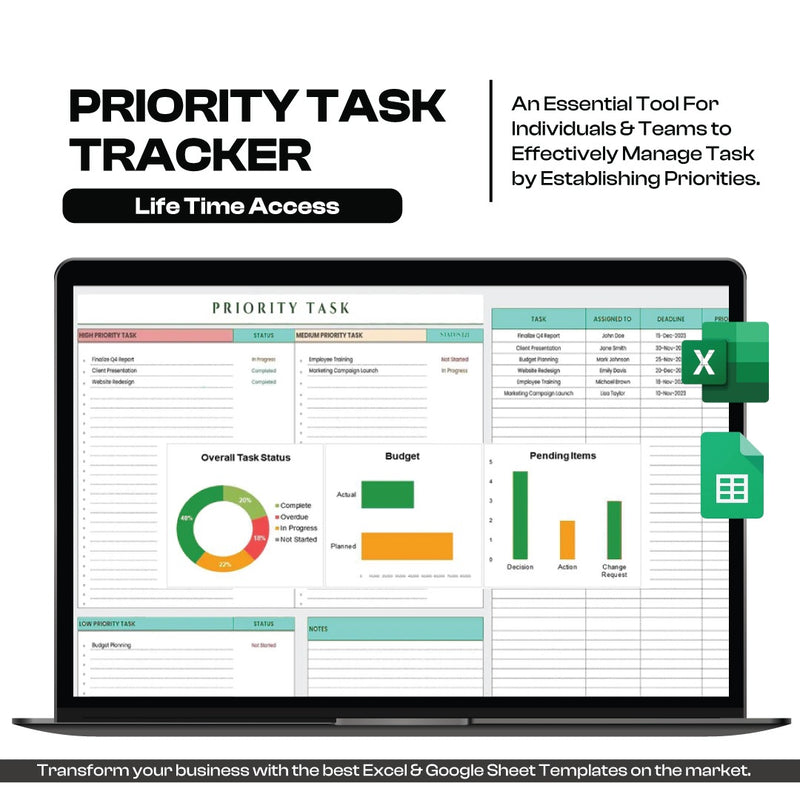 Priority Task Manager & To-Do List Template (Excel & Google Sheets)