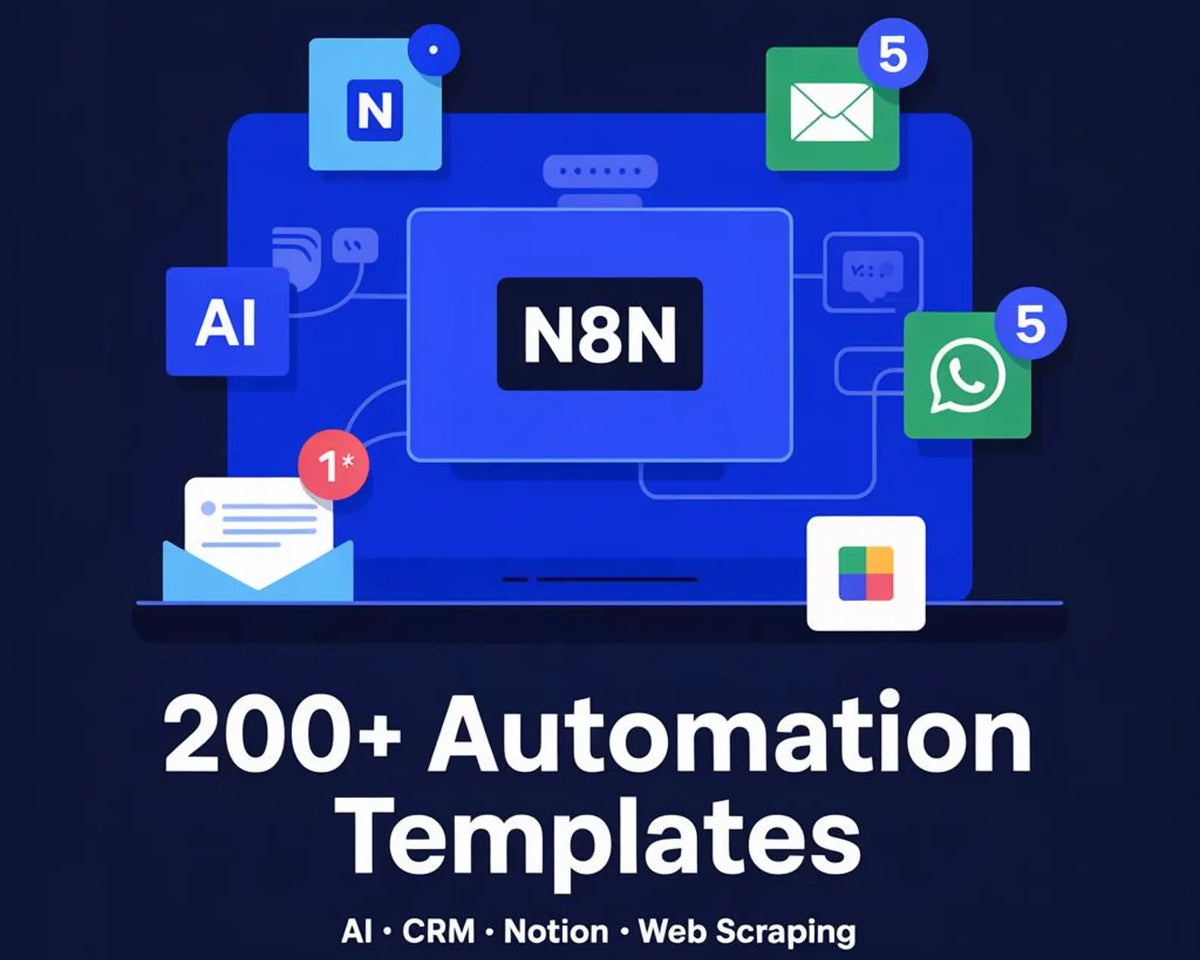 n8n + AI Automation Pack – 200+ Templates for Lead Gen, CRM, Notion, Web Scraping & more